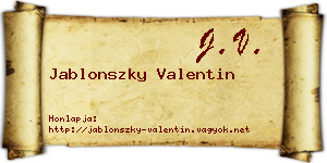 Jablonszky Valentin névjegykártya